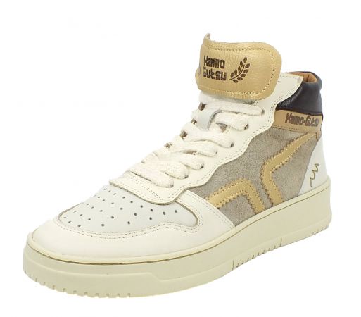 Kamo-Gutsu Damen Sneaker Campa 112 Bianco Oro Brown
