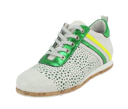 Kamo-Gutsu Damen Sneaker Tifa 005 Bianco Verde Fluo